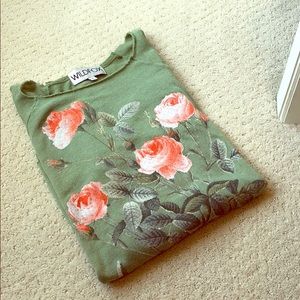 Wildfox Couture Raw-Edge Hem Floral Knit